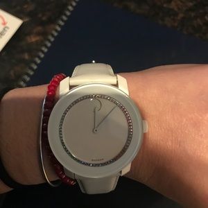 NWOT MOVADO BOLD Swarovski crystal watch white